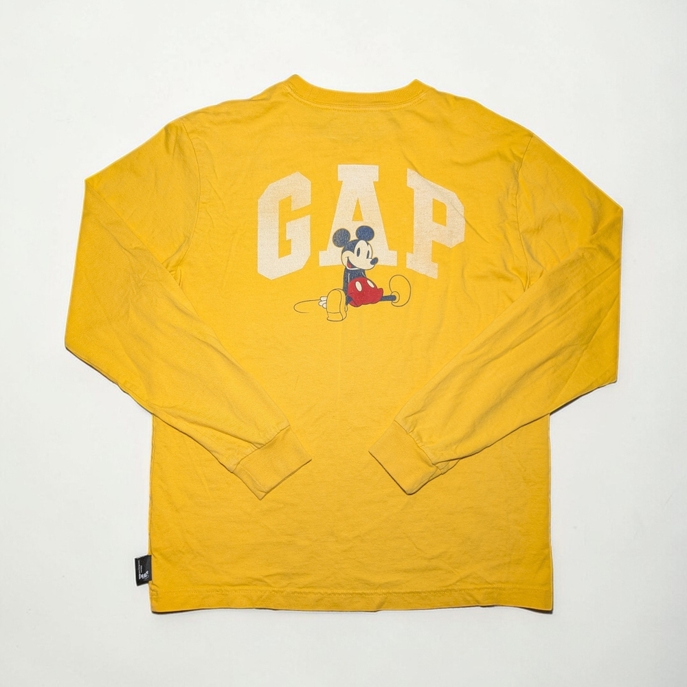 Disney Yellow Long Sleeve Tee with Mickey and GAP Logo